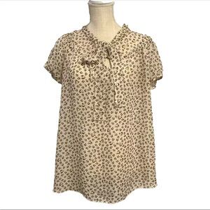 Lavish Maternity Animal Print Top Sheer Tie Neckline Cap Sleeve Women’s Size XL